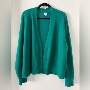 Teal long sleeve button up sweater Size XL